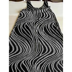 Pretty Woman Black White Abstract Swirl Sleeveless Maxi Dress Made in USA L
